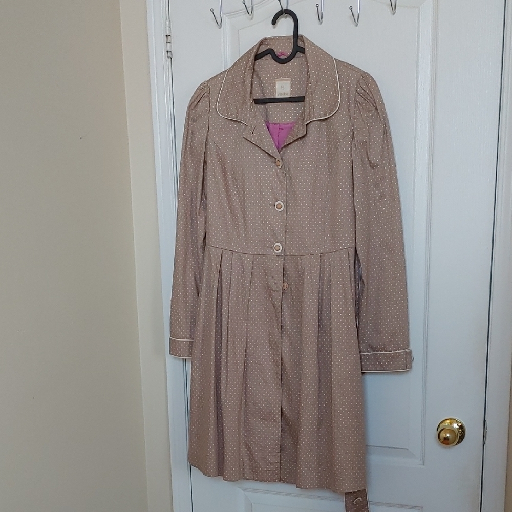 Elegant Tan Polka Dot Long Sleeve Dress